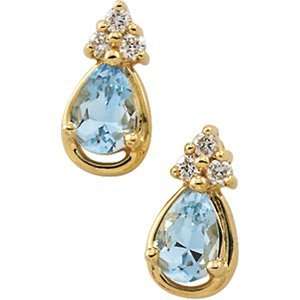  Genuine Aquamarine & Diamond Earrings 