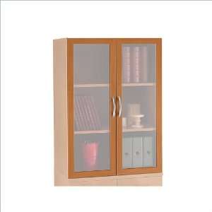   Glass Door Wall Storage System in Natural Cherry