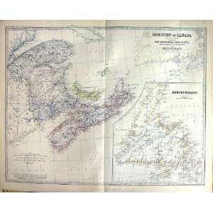  DOMINION CANADA JOHNSTON ANTIQUE MAP 1883 NEW BRUNKSWICK 