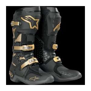 Alpinestars Tech 10 Boots , Color Black/Gold, Size 7 201007597 