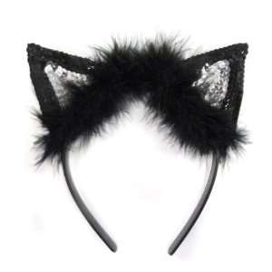  Costume Headband Black and White Sequence Cat Ears Toys & Games