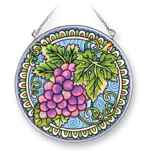   Grape Design, Hand Painted Glass, 4 1/2 Inch Circle