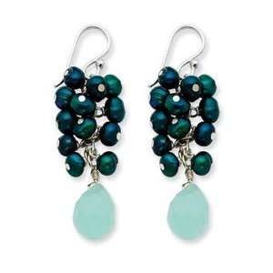   Green Agate/Freshwater Cultured Pearl Earrings   QE2367 Jewelry