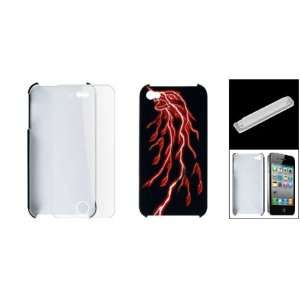   Dust Stopper + Screen Guard + Lightning Print Case for iPhone 4G 4