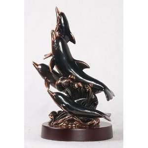   Dolphin Family Swimming In Waves Decorative Figurine