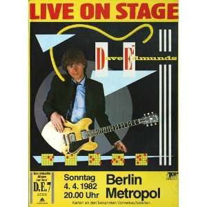  Dave Edmunds   Live on Stage 1982   CONCERT   POSTER from 