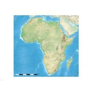  Africa Relief Location Map Poster (24.00 x 18.00)