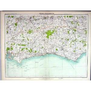  Bartholomew Map England 1891 Brighton Beachy Head 