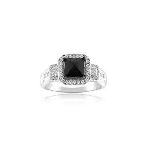  1.70 Cts Black & White Diamond Ring in 14K White Gold 6.5 