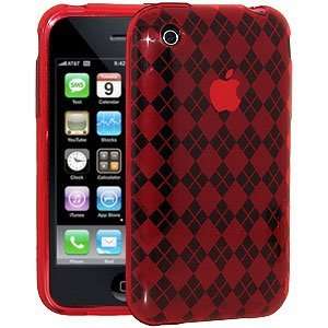  New Amzer Luxe Argyle Skin Case   Red For iPhone 3G iPhone 