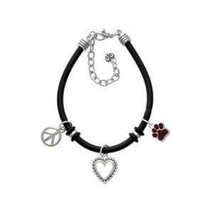  Small Maroon Paw Black Peace Love Charm Bracelet [Jewelry 