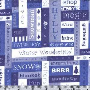   Winter Wonderland Words Blue Fabric By The Yard Arts, Crafts & Sewing