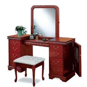  2pc Vanity Set with Stool Louis Philippe Style in Cherry 