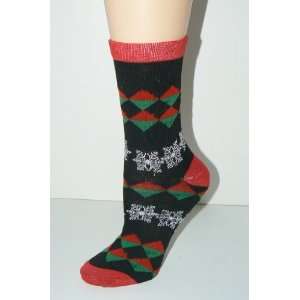  Womens Holiday Argyle Snowflake Socks   Size 9 11 