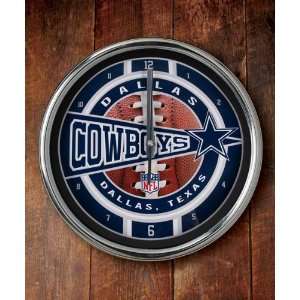   Cowboys NFL Chrome Clock with Football Background
