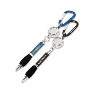 1284    Soft Grip Metal Pen with Carabiner and Retractor 