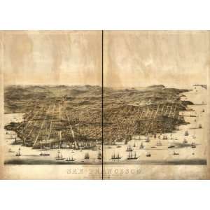 Historic Panoramic Map San Francisco. Birds eye view / drawn 