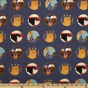  44 Wide Patriotic Animal Portrait Blue Fabric By The 