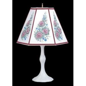  Table Lamps White Metal, Table Lamp w/Cabbage Rose Shade 