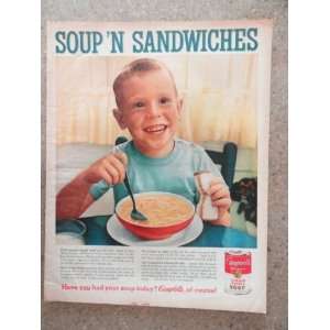  Campbells soup, Vintage 60s full page print ad.(soup and 
