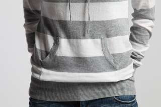 CHIC Casual Ladies Knitted Stripe Long Sleeve Pullover HOODIE Sweater 