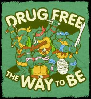 Teenage Mutant Ninja Turtles   Drug Free green t shirt   Official 