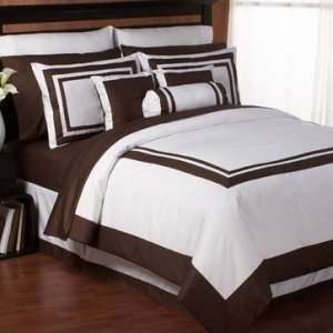  White and Chocolate Hotel Duvet Comforter Cover 6 pc 