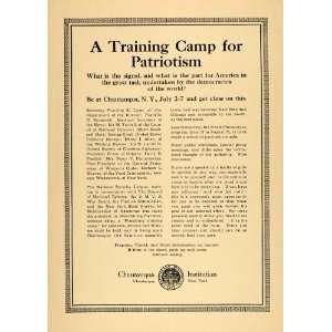  1917 Ad Training Chautauqua Institution Franklin Lane 