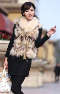 100% New Real Genuine Fox Fur Fox Collar Vest Coat Gilet Waistcoat 
