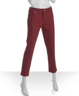 Prada red stretch cropped straight leg jeans  
