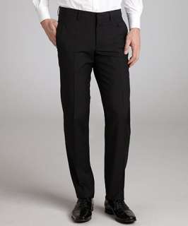 Prada black wool mohair flat front pants