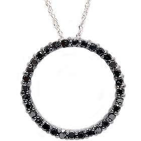   Diamond 14K Black Gold Circle Pendant Womens Necklace Eternity Chain