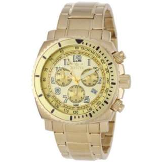 Invicta Mens 0619 II Collection Chronograph Gold Dial 18k Gold Plated 