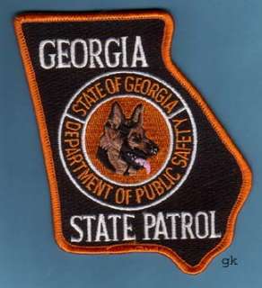 GEORGIA STATE SHAPE K9 DPS STATE PATROL PATCH color  
