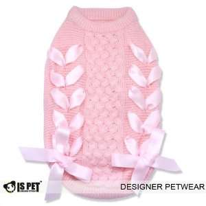   Apparel   Lacy Knit Ribbon Sweater   Color Pink, Size L Pet