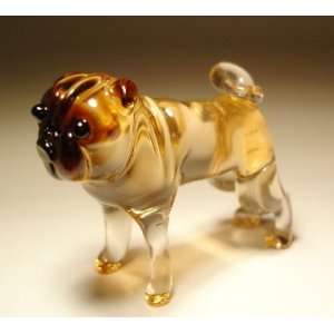  Blown Glass Art Animal Figurine Dog PUG