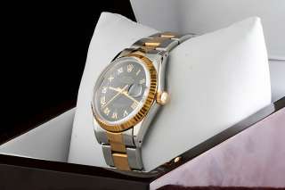 Mens Rolex Two Tone Black Dial Oyster Perpetual Datejust  