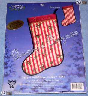 TIDINGS OF JOY STRIPE Embroidery Christmas Stocking Kit  
