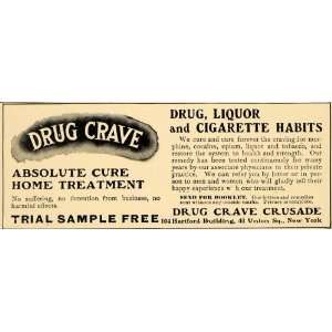  1905 Ad Drug Crave Crusade Liquor Cigarette Habits Cure 