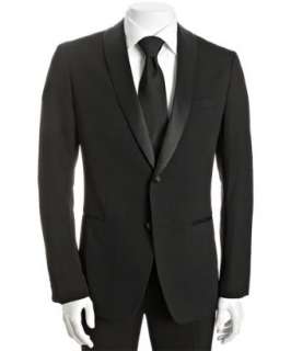 Theory black wool Earle Jo Global 2 button tuxedo with flat front 
