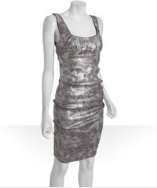 Nicole Miller charcoal metallic sequined stretch tank dress style 