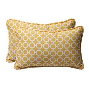 Pack of 2 Eco Friendly Rectangular Lemon Mosaic Outdoor Throw Pillows 