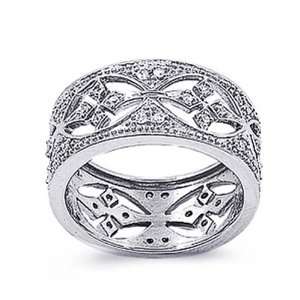   Engagement Ring Clear CZ Filigree Band Ring 11MM ( Size 5 to 10) Size