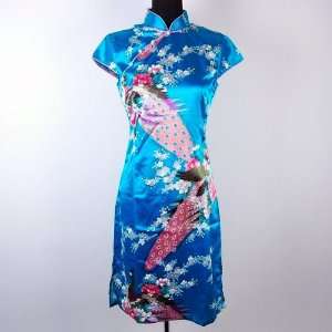  Shanghai Tone® Chinese Cheongsam Peacock Noble Mini Dress 