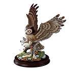   BY SADEK Porcelain Great Horned Owl Figurine / Bird Statue with Base