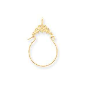    14k Yellow Gold Polished Filigree Heart Charm Holder Jewelry