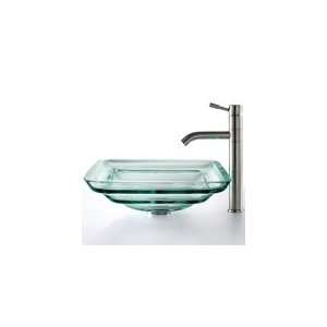   Oceania Clear Square Glass Sink and Aldo Faucet