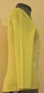 FERATELLI LIME GREEN KNIT TOP W/SEXY CUT OUTS/STONES  