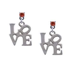  Love in Square   Hyacinth Swarovski Post Charm Earrings 