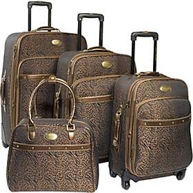 Adrienne Vittadini Leopard Jacquard 4 Piece Luggage Set   